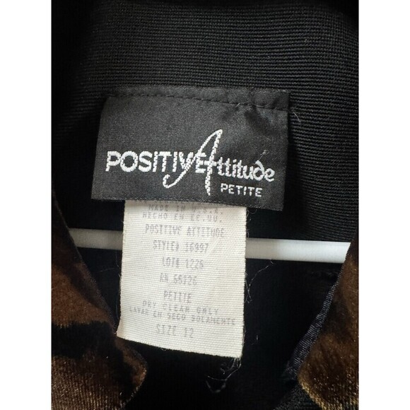 Vintage Positive Attitude Blazer Womens 12 Black Animal Print Detachable Collar - Picture 2 of 12